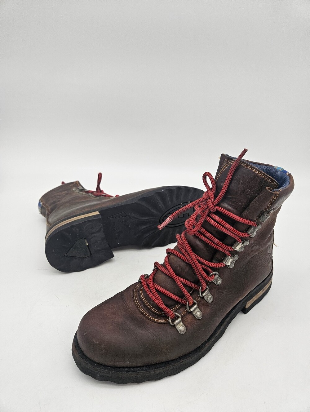 John Fluevog Brown Banker Soros Lace Up Leather Boots Mens Sz 7